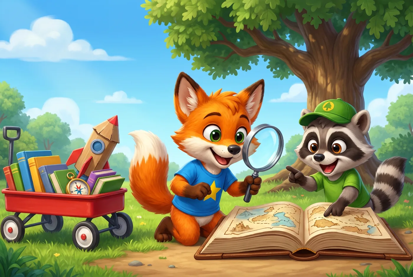 Finn the Fox on a 2nd Grade reading adventure